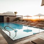 blue swimming pool